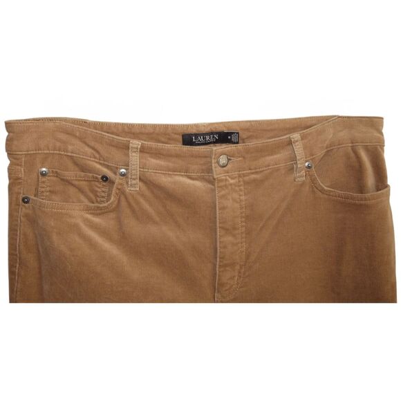 Lauren Ralph Lauren Womens Corduroy Pants size 16 Hi Rise Black Label Brown - Picture 2 of 5